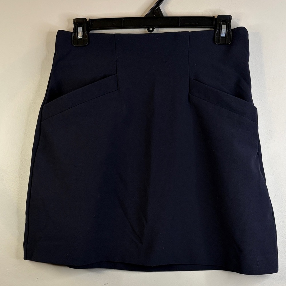 Express Navy Blue Tailored High Waisted Mini Skirt Pockets Size S #89